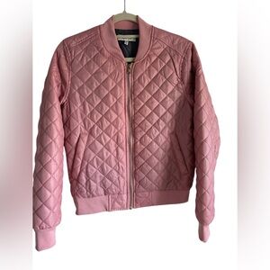 Pink quilted puffer jacket